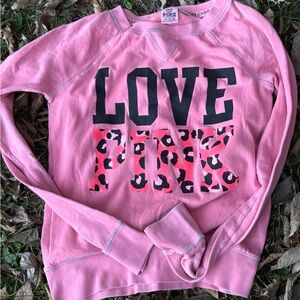 Vintage Y2K PINK Leopard Print Crewneck Sweatshirt SZ. XS EUC